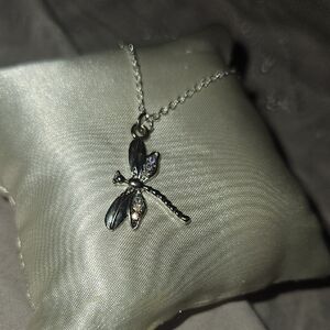 Elegant Silver Dragonfly Pendant Necklace